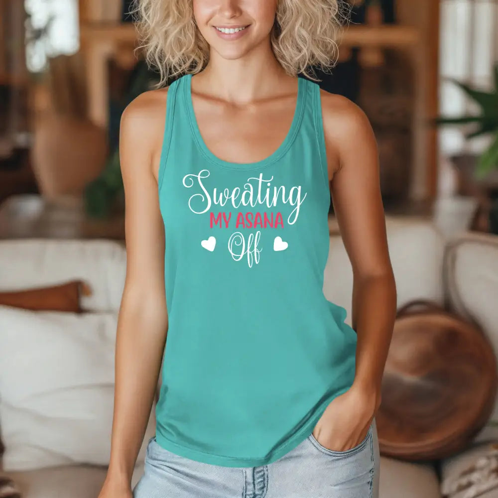 Sweating My Asana Off Racerback Tank Women’s Yoga Workout Tank - Tank Top