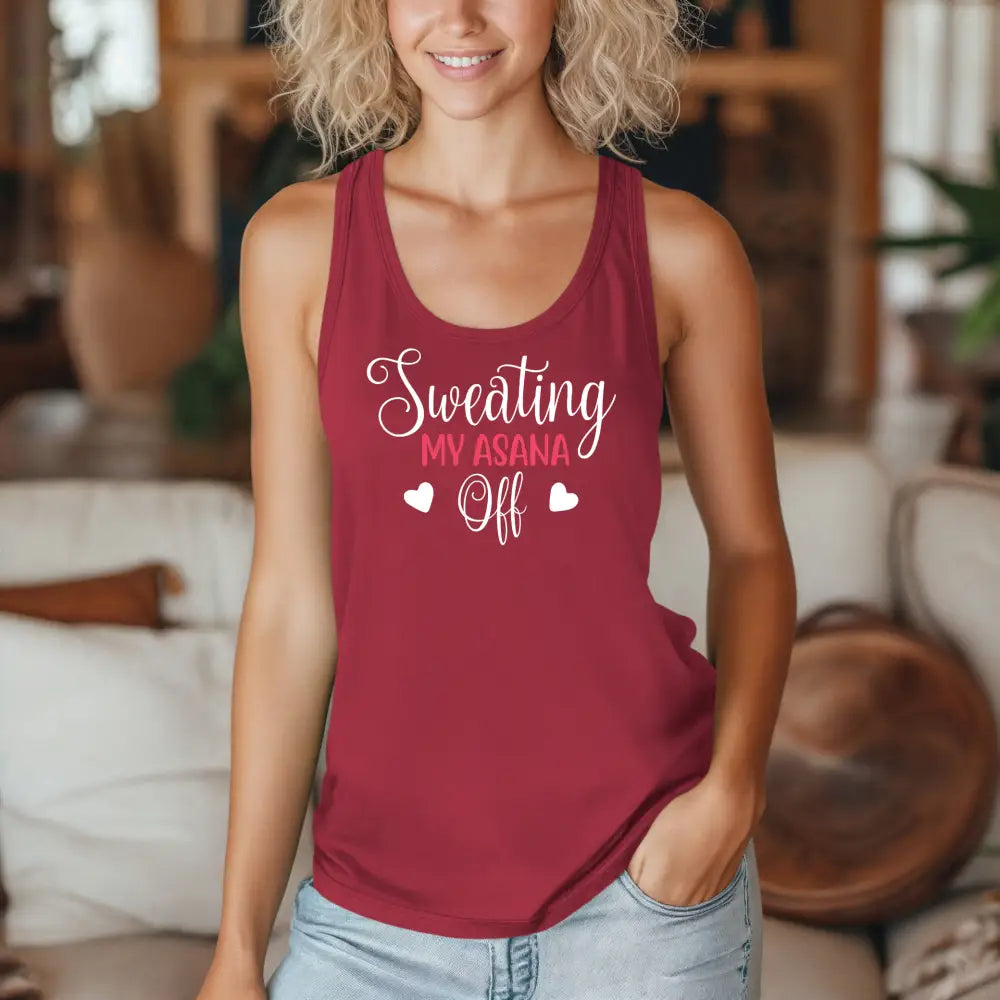 Sweating My Asana Off Racerback Tank Women’s Yoga Workout Tank - Tank Top
