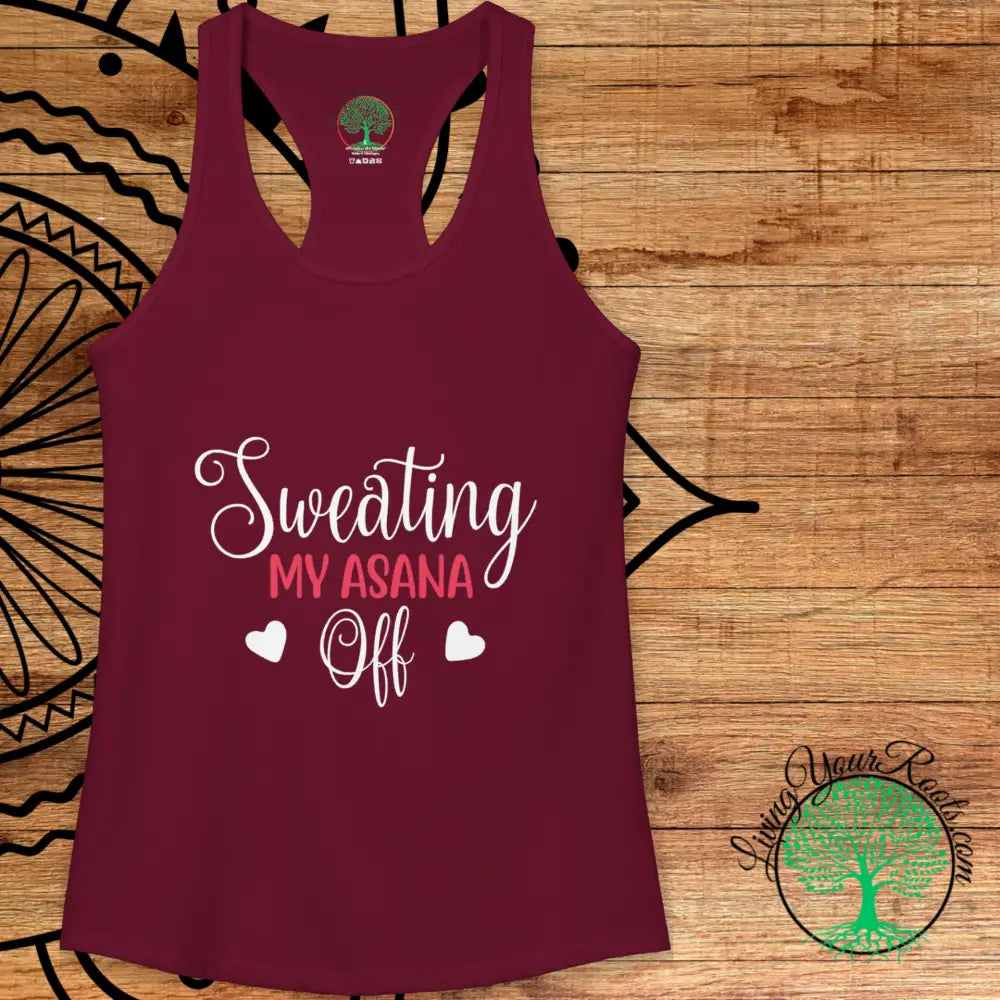 Sweating My Asana Off Racerback Tank Women’s Yoga Workout Tank - XS / Solid Cardinal Red - Tank Top