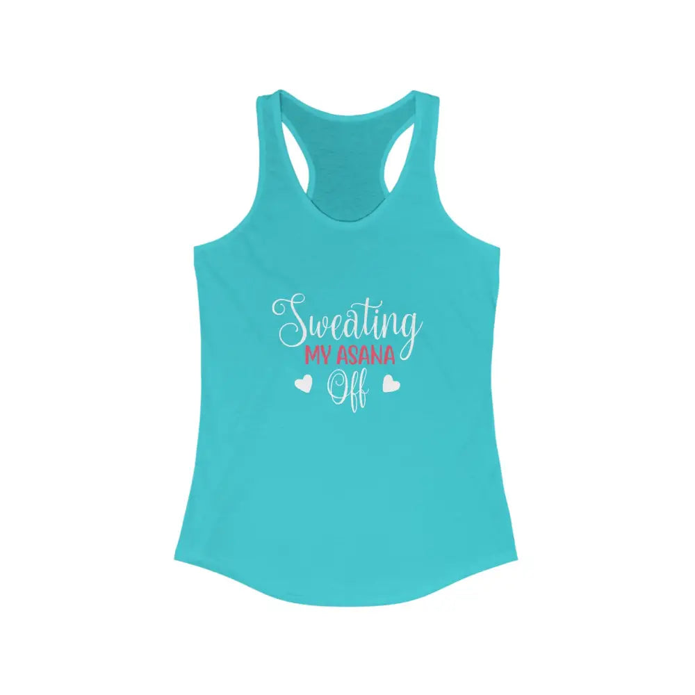 Sweating my Asana Off Women’s Ideal Racerback Tank - Solid Tahiti Blue / XS - Tank Top