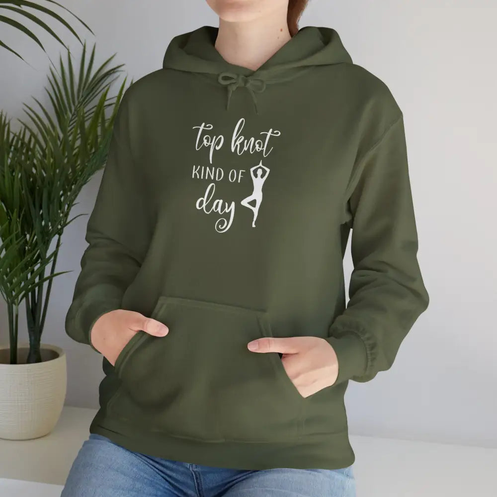 Top Knot Kind of Day Heavy Blend™ Hooded Sweatshirt - Military Green / S - Hoodie