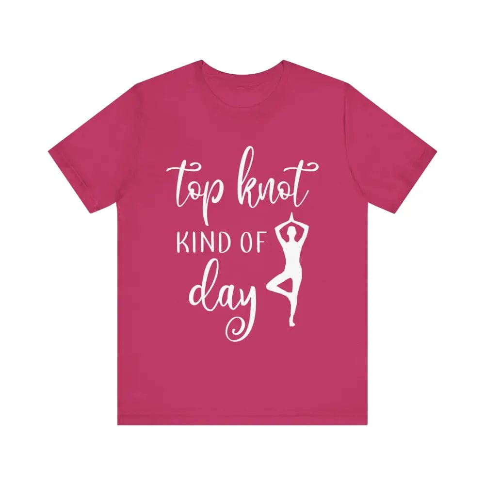 Top knot kinda day Unisex Jersey Short Sleeve Yoga Tee - Berry / S - T-Shirt