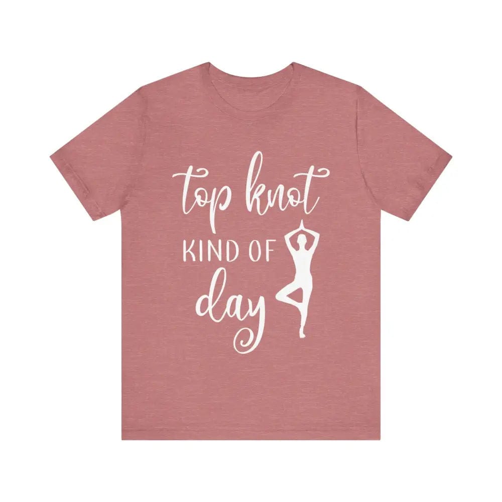 Top knot kinda day Unisex Jersey Short Sleeve Yoga Tee - Heather Mauve / S - T-Shirt