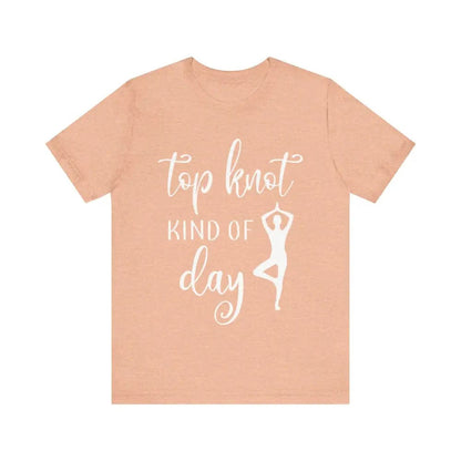 Top knot kinda day Unisex Jersey Short Sleeve Yoga Tee - Heather Peach / S - T-Shirt