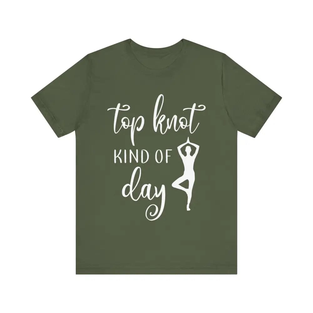 Top knot kinda day Unisex Jersey Short Sleeve Yoga Tee - Military Green / S - T-Shirt