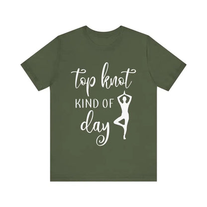 Top knot kinda day Unisex Jersey Short Sleeve Yoga Tee - Military Green / S - T-Shirt