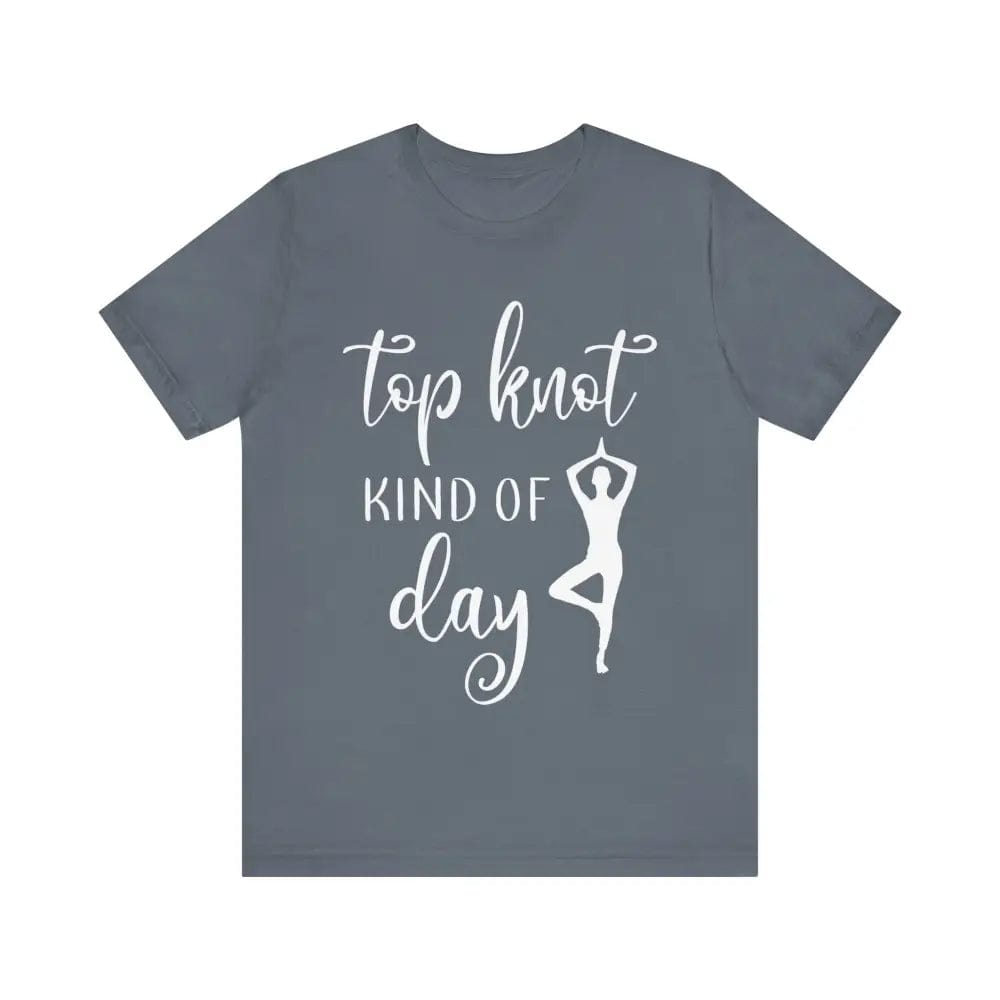 Top knot kinda day Unisex Jersey Short Sleeve Yoga Tee - Steel Blue / S - T-Shirt