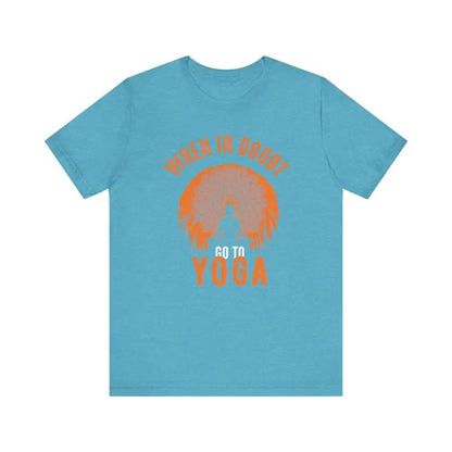 When in Doubt Yoga Unisex Jersey Short Sleeve Yoga Tee - Heather Aqua / S - T-Shirt