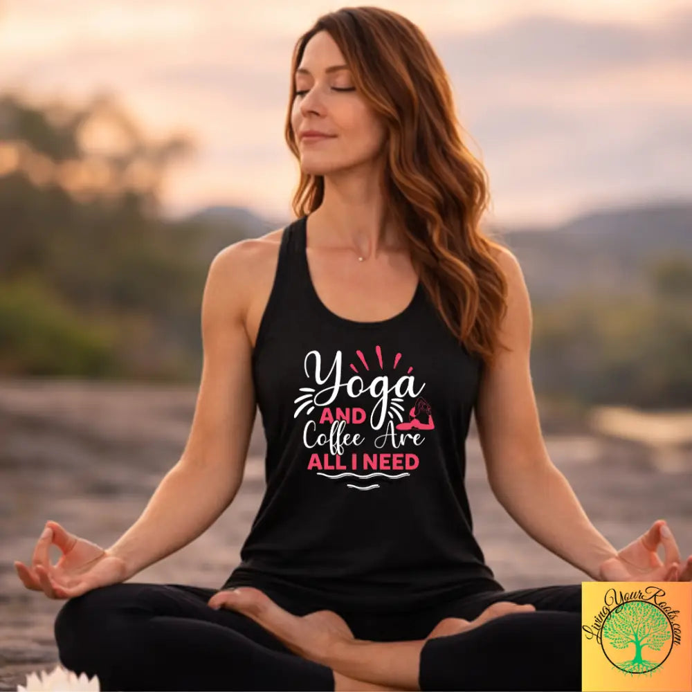 Yoga and Coffee Are All I Need Racerback Tank - XS / Solid Black - Tank Top