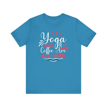 Yoga and Coffee Unisex Jersey Short Sleeve Tee - Aqua / S - T-Shirt