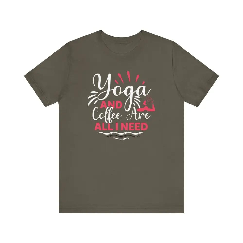 Yoga and Coffee Unisex Jersey Short Sleeve Tee - Army / S - T-Shirt