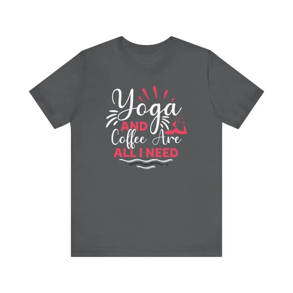 Yoga and Coffee Unisex Jersey Short Sleeve Tee - Asphalt / S - T-Shirt