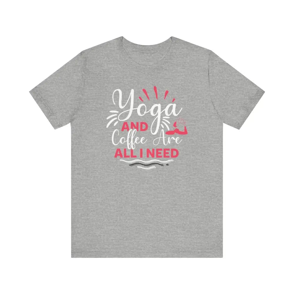 Yoga and Coffee Unisex Jersey Short Sleeve Tee - Athletic Heather / S - T-Shirt