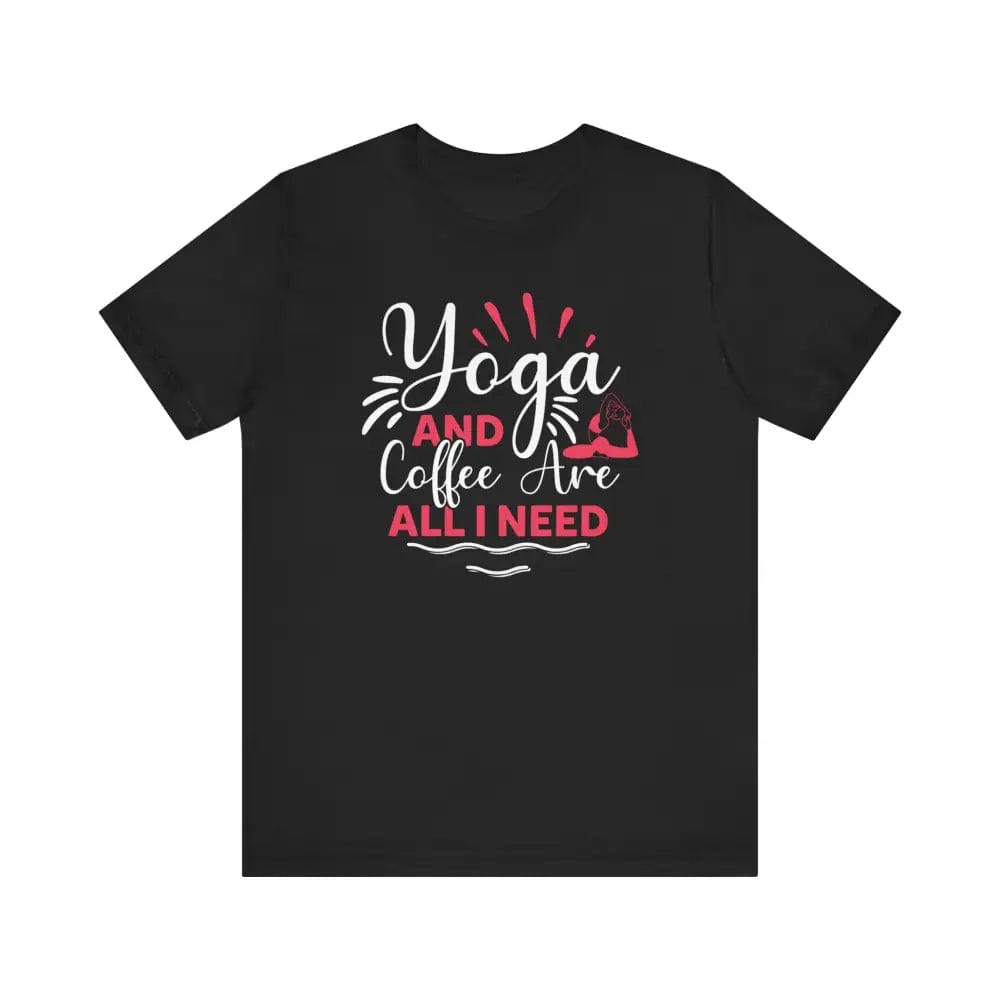 Yoga and Coffee Unisex Jersey Short Sleeve Tee - Black / S - T-Shirt