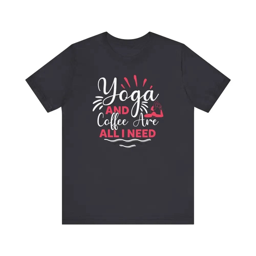 Yoga and Coffee Unisex Jersey Short Sleeve Tee - Dark Grey / S - T-Shirt