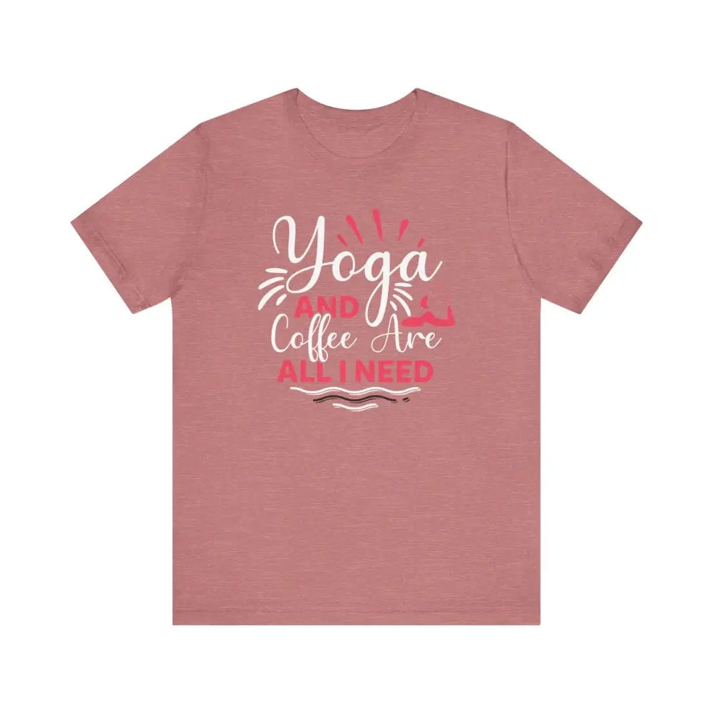 Yoga and Coffee Unisex Jersey Short Sleeve Tee - Heather Mauve / S - T-Shirt