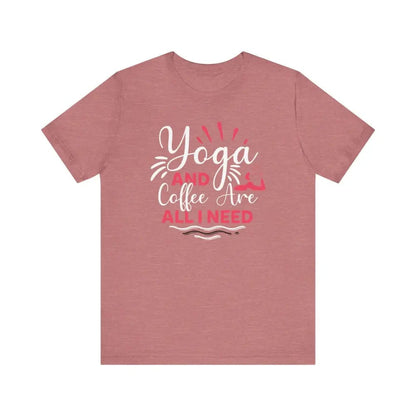 Yoga and Coffee Unisex Jersey Short Sleeve Tee - Heather Mauve / S - T-Shirt