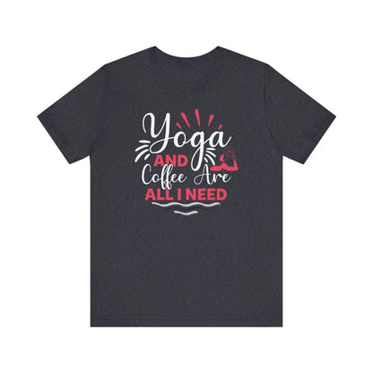 Yoga and Coffee Unisex Jersey Short Sleeve Tee - Heather Navy / S - T-Shirt