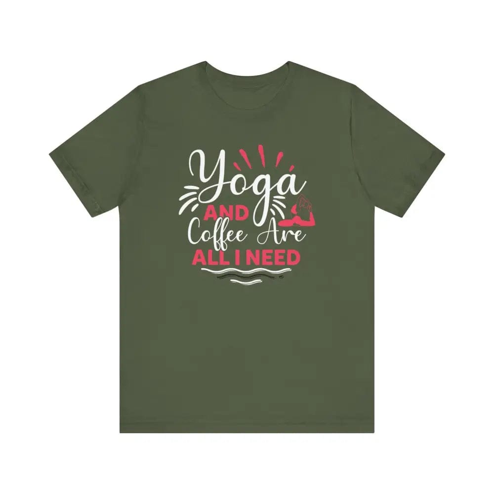 Yoga and Coffee Unisex Jersey Short Sleeve Tee - Military Green / S - T-Shirt