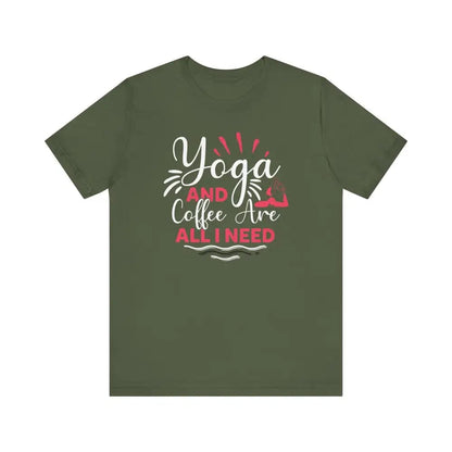 Yoga and Coffee Unisex Jersey Short Sleeve Tee - Military Green / S - T-Shirt