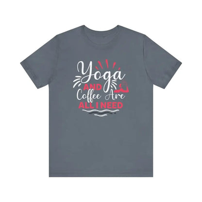 Yoga and Coffee Unisex Jersey Short Sleeve Tee - Steel Blue / S - T-Shirt