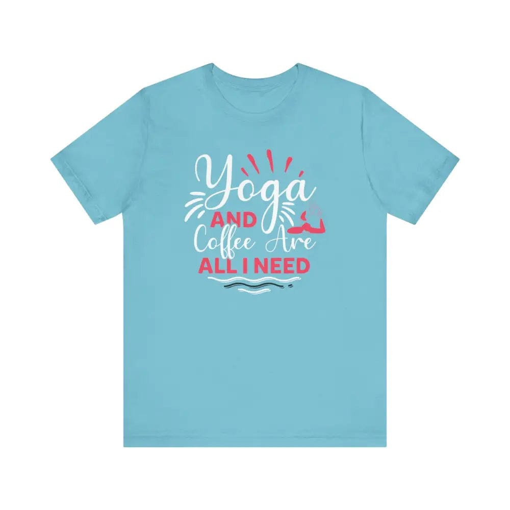 Yoga and Coffee Unisex Jersey Short Sleeve Tee - Turquoise / S - T-Shirt