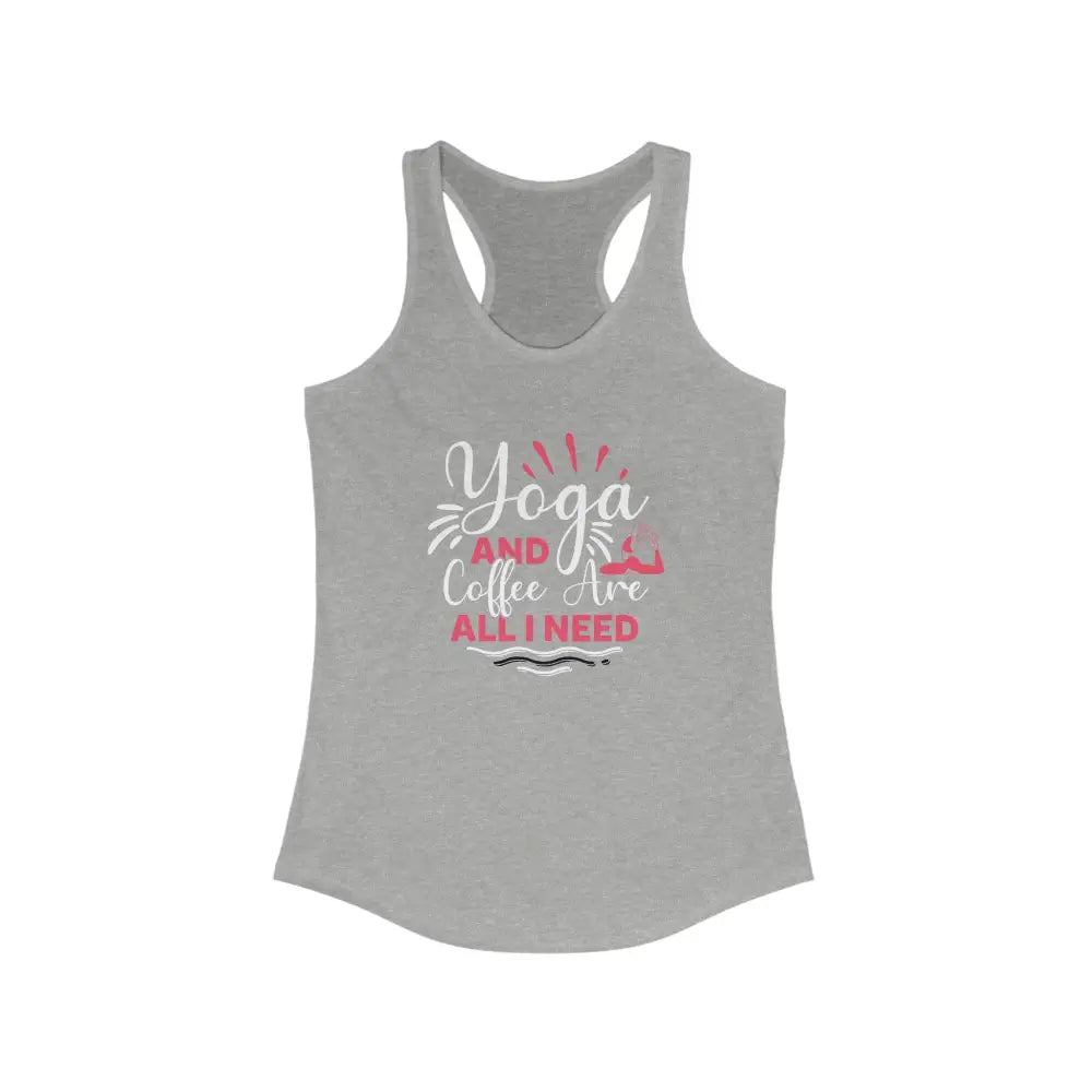 Yoga and Coffee Women’s Ideal Racerback Tank - Heather Grey / XS - Tank Top