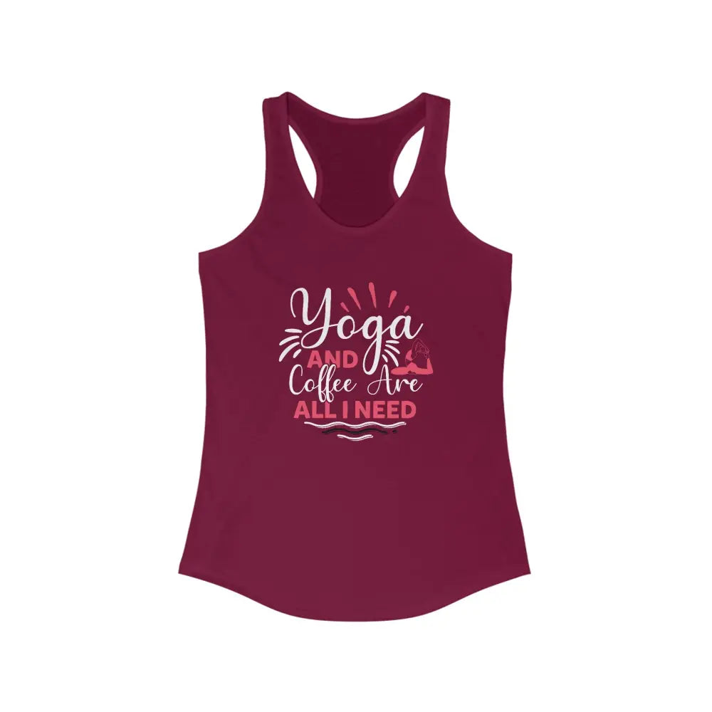 Yoga and Coffee Women’s Ideal Racerback Tank - Solid Cardinal Red / XS - Tank Top