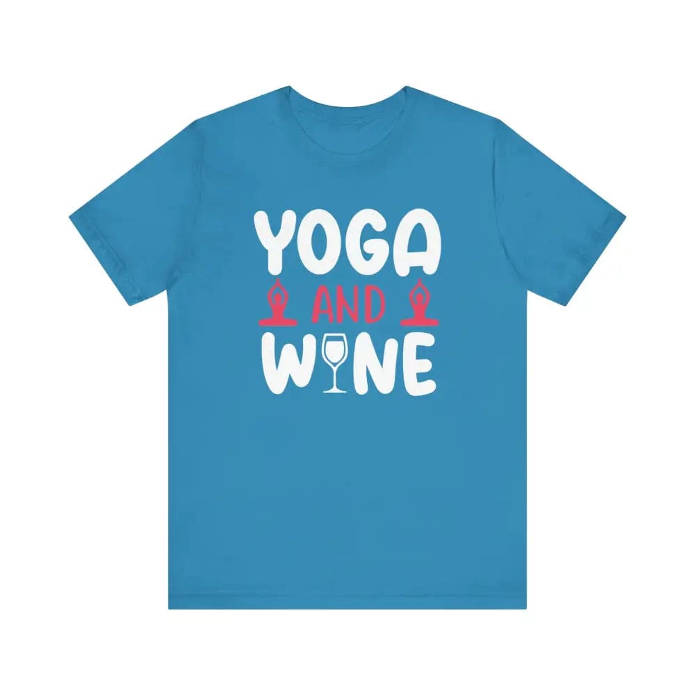 Yoga and Wine Unisex Jersey Short Sleeve Tee - Aqua / S - T-Shirt