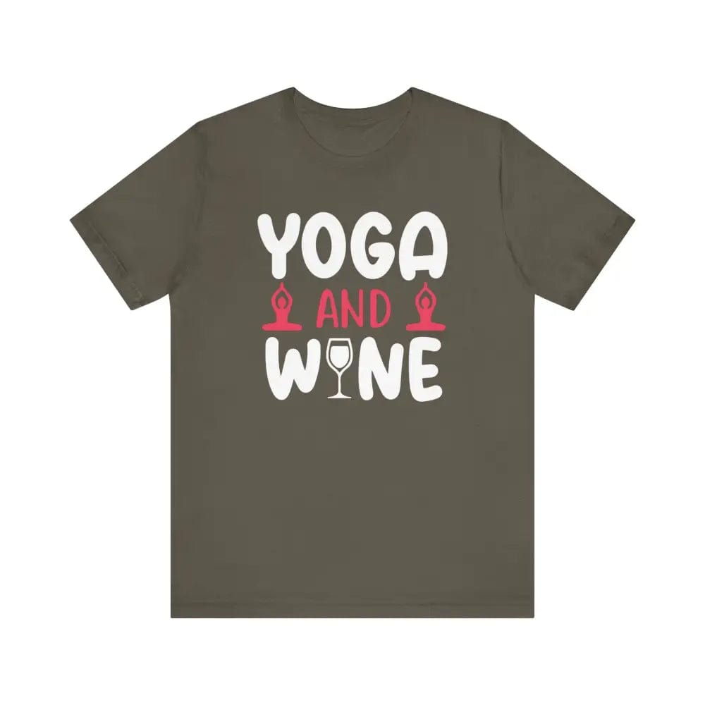 Yoga and Wine Unisex Jersey Short Sleeve Tee - Army / S - T-Shirt