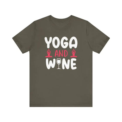 Yoga and Wine Unisex Jersey Short Sleeve Tee - Army / S - T-Shirt