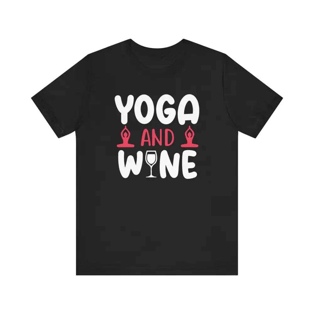 Yoga and Wine Unisex Jersey Short Sleeve Tee - Black / S - T-Shirt