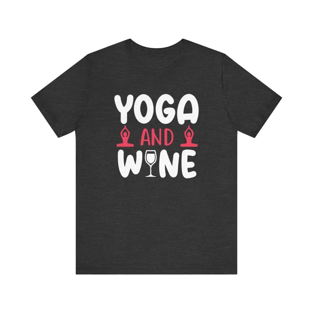 Yoga and Wine Unisex Jersey Short Sleeve Tee - Dark Grey Heather / S - T-Shirt