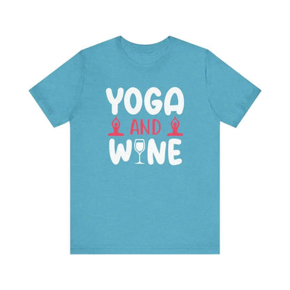 Yoga and Wine Unisex Jersey Short Sleeve Tee - Heather Aqua / S - T-Shirt