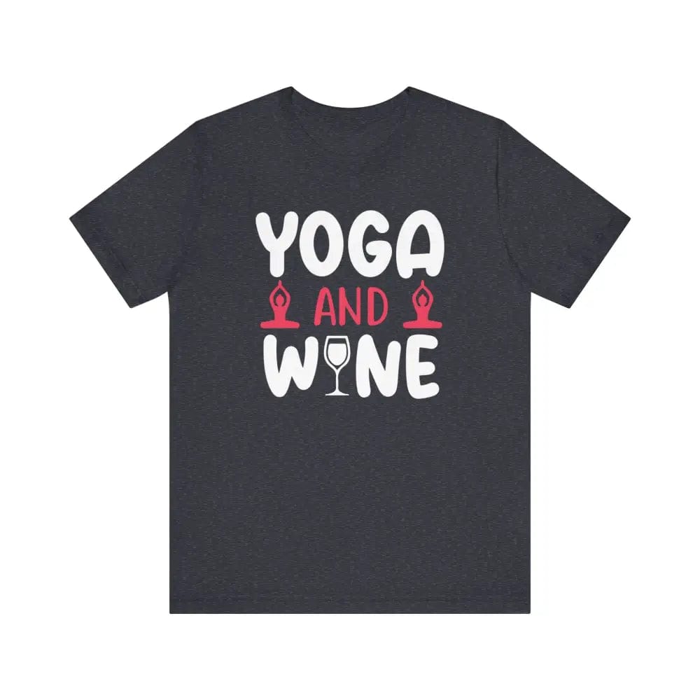 Yoga and Wine Unisex Jersey Short Sleeve Tee - Heather Navy / S - T-Shirt