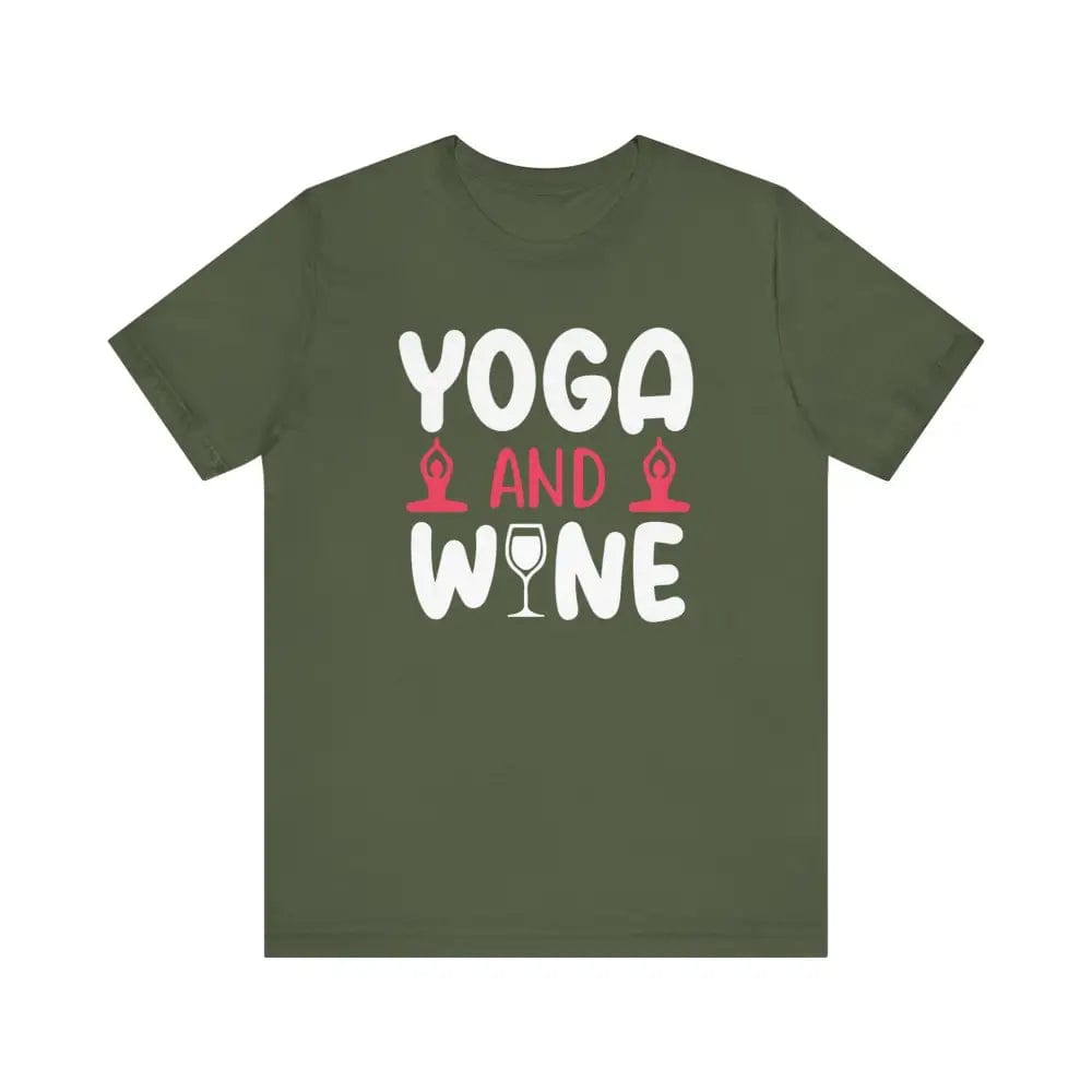 Yoga and Wine Unisex Jersey Short Sleeve Tee - Military Green / S - T-Shirt