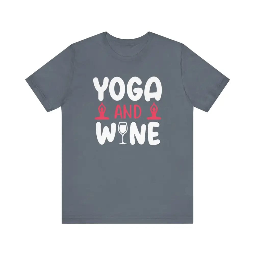 Yoga and Wine Unisex Jersey Short Sleeve Tee - Steel Blue / S - T-Shirt