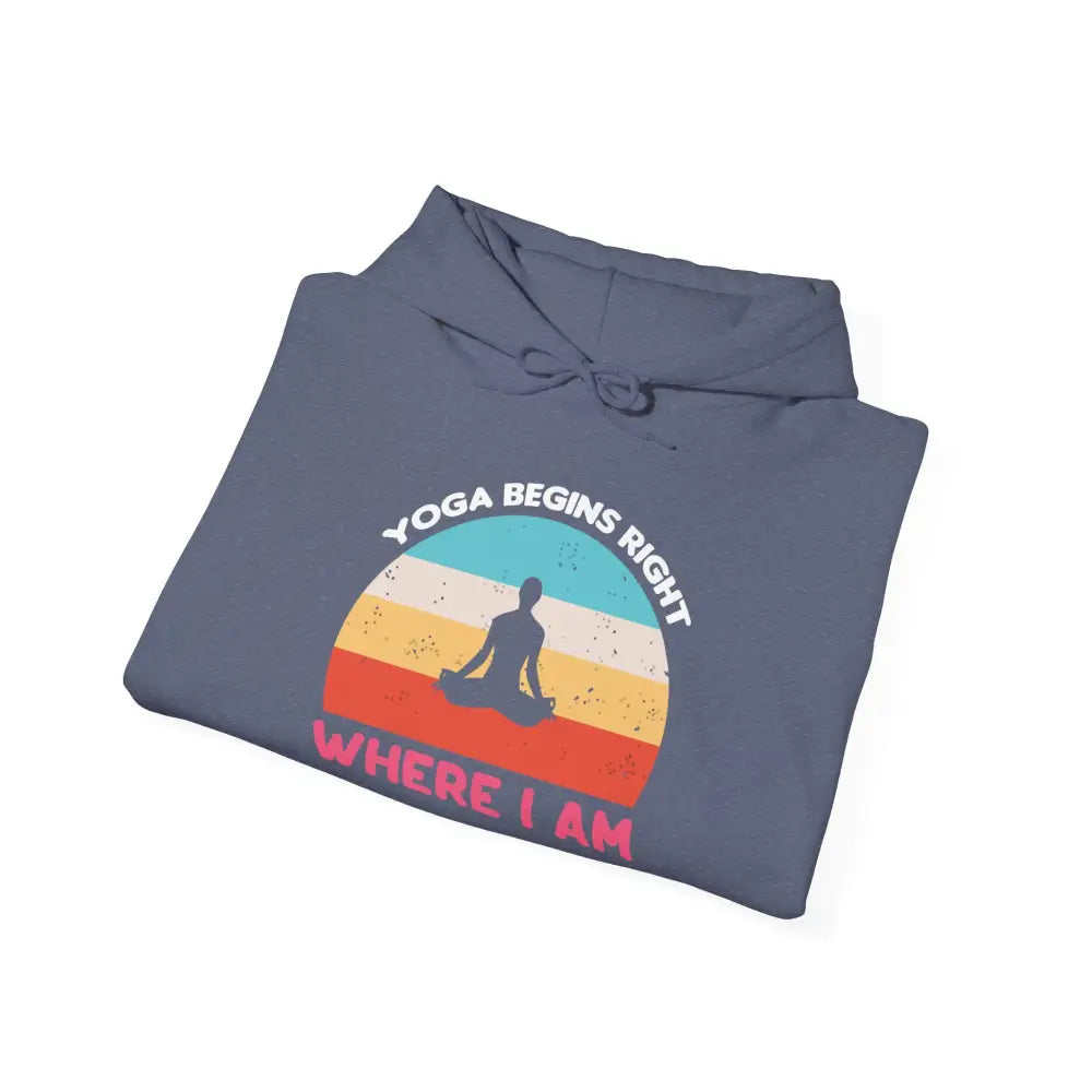 Yoga Begins Right Where I Am Hoodie - S / Heather Navy - Hoodie