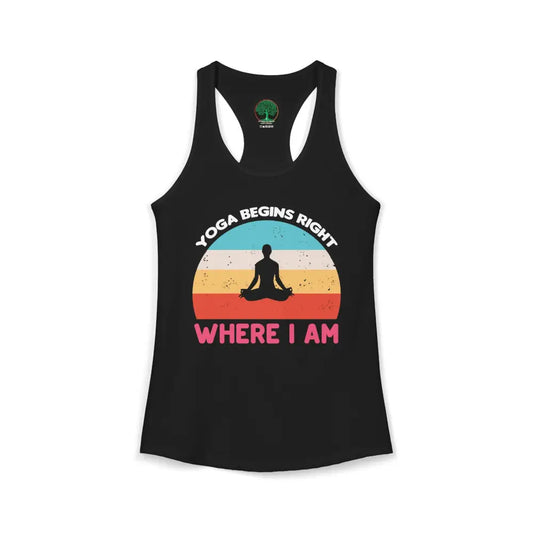 Yoga Begins Right Where I Am Racerback Tank - XS / Solid Black - Tank Top
