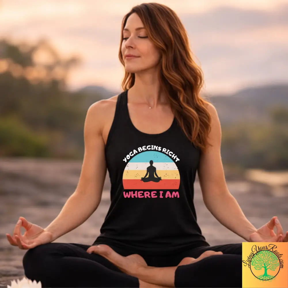 Yoga Begins Right Where I Am Racerback Tank - XS / Solid Black - Tank Top