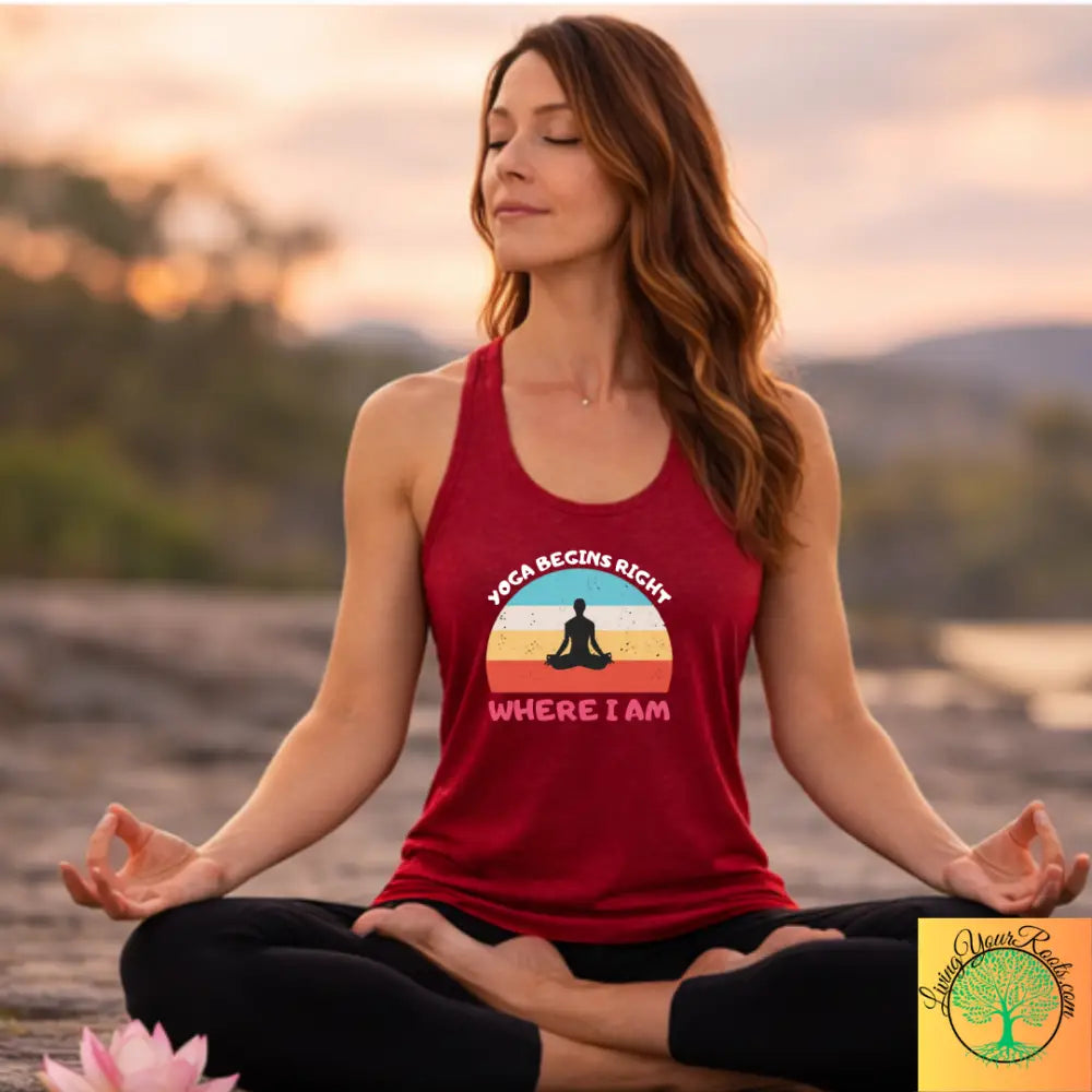 Yoga Begins Right Where I Am Racerback Tank - XS / Solid Cardinal Red - Tank Top