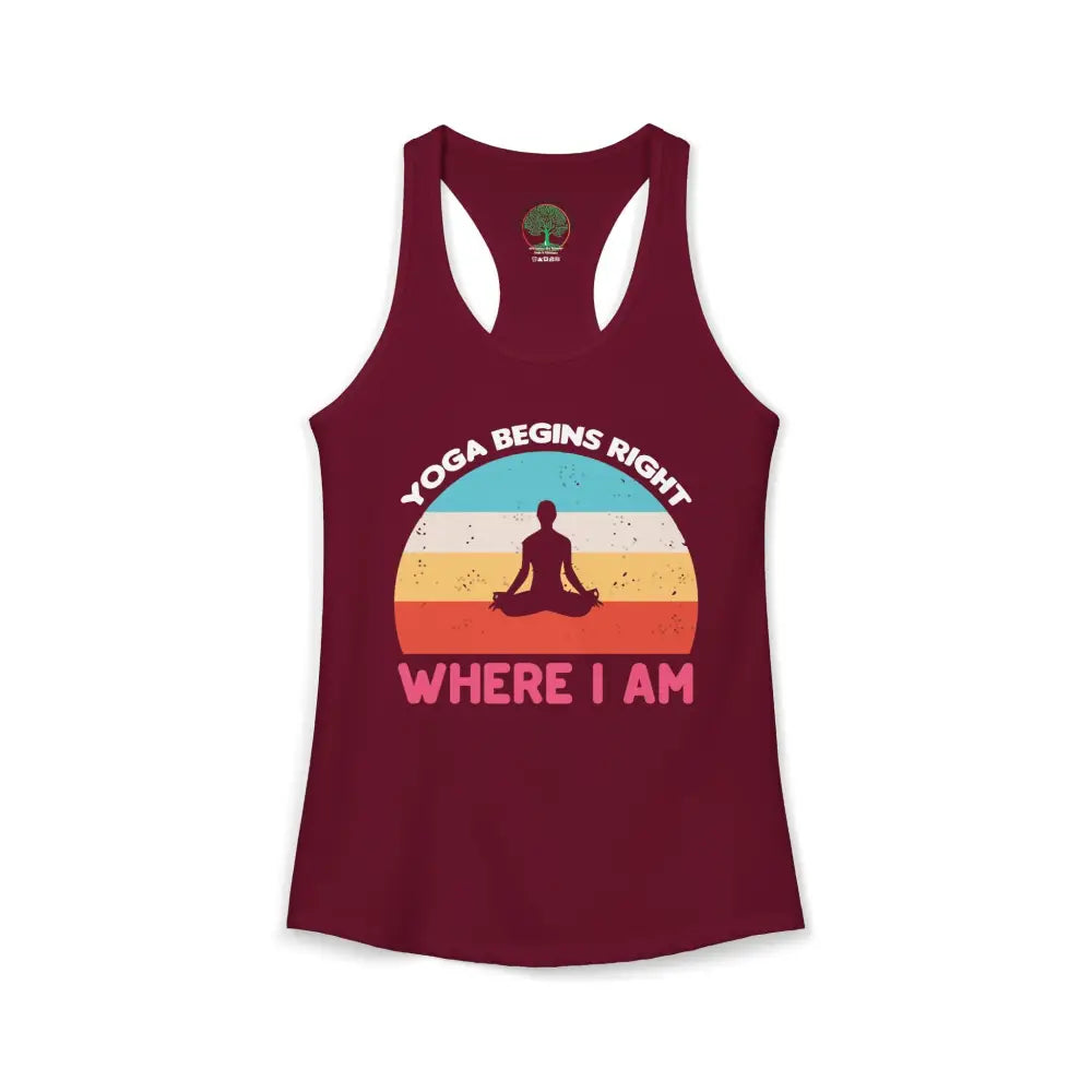 Yoga Begins Right Where I Am Racerback Tank - XS / Solid Cardinal Red - Tank Top