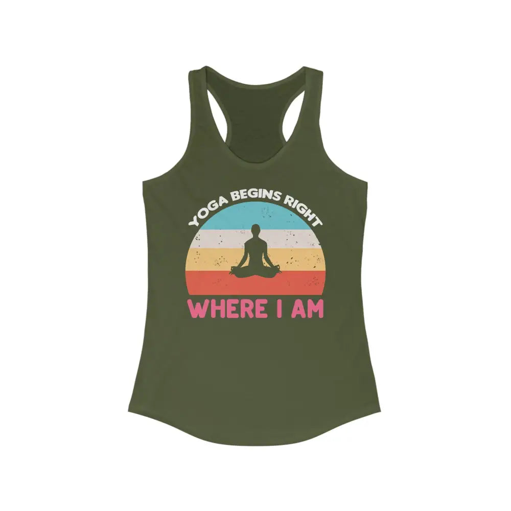 Yoga Begins Women’s Ideal Racerback Tank - Solid Military Green / XS - Tank Top