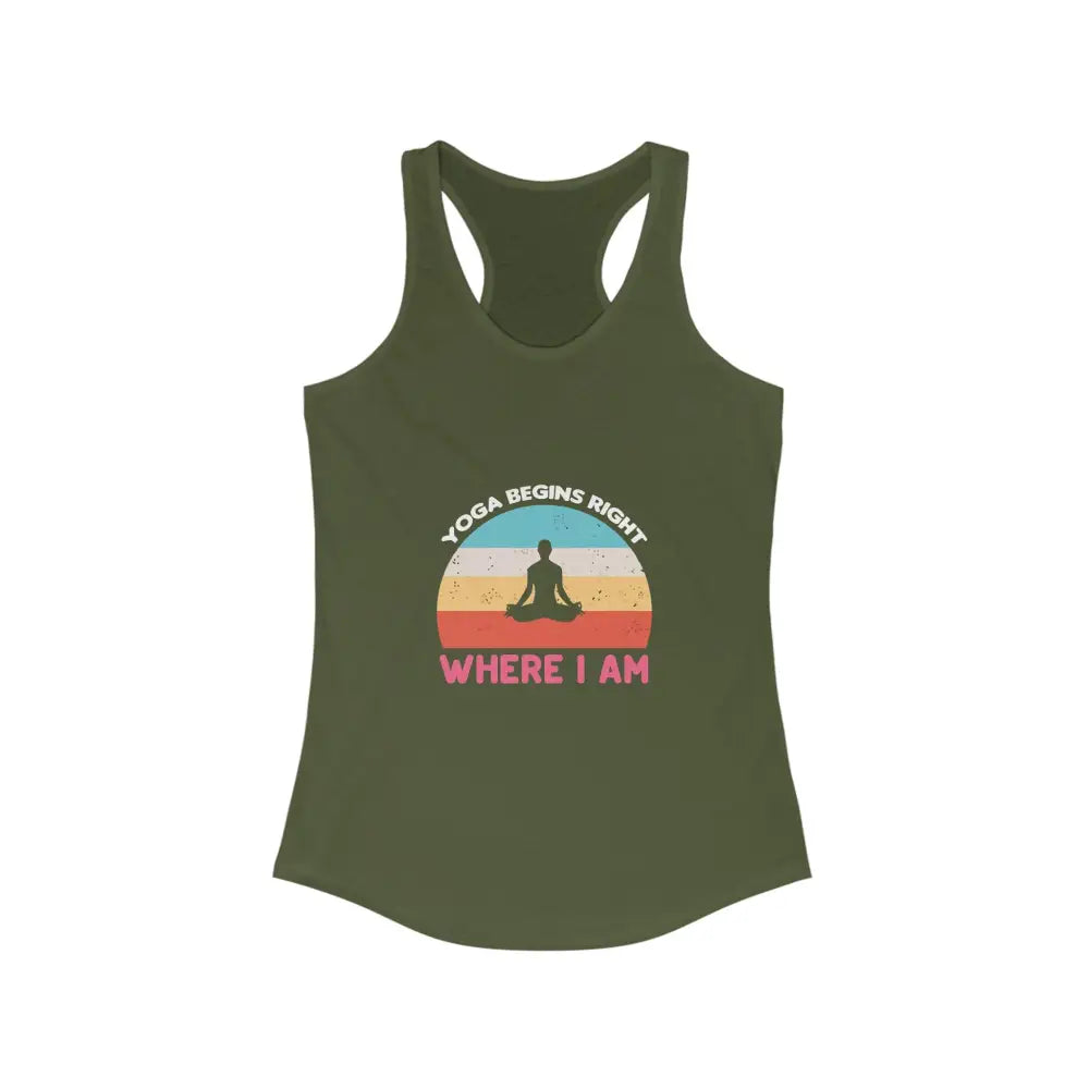 Yoga Begins Women’s Ideal Racerback Tank - Solid Military Green / XS - Tank Top