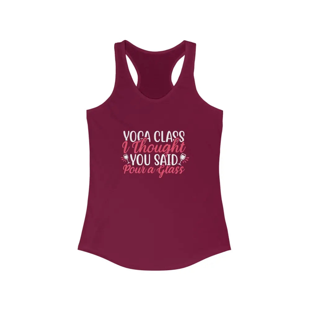 Yoga Class Pour a Glass Women’s Ideal Racerback Tank - Solid Cardinal Red / XS - Tank Top