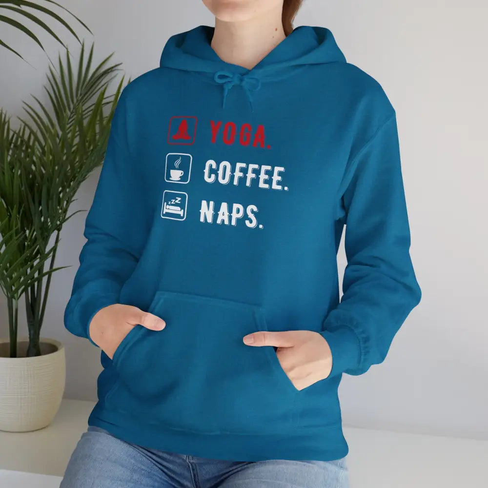 Yoga Coffee Naps Heavy Blend™ Hooded Sweatshirt - Antique Sapphire / S - Hoodie