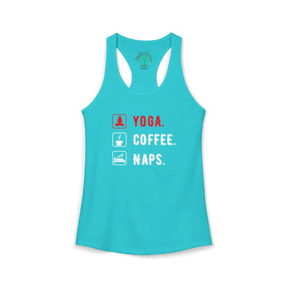 Yoga Coffee Naps Racerback Tank — Women’s Relaxed Lifestyle Tank Top - Tank Top