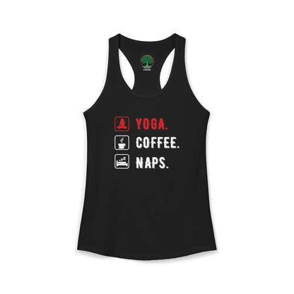 Yoga Coffee Naps Racerback Tank — Women’s Relaxed Lifestyle Tank Top - Tank Top