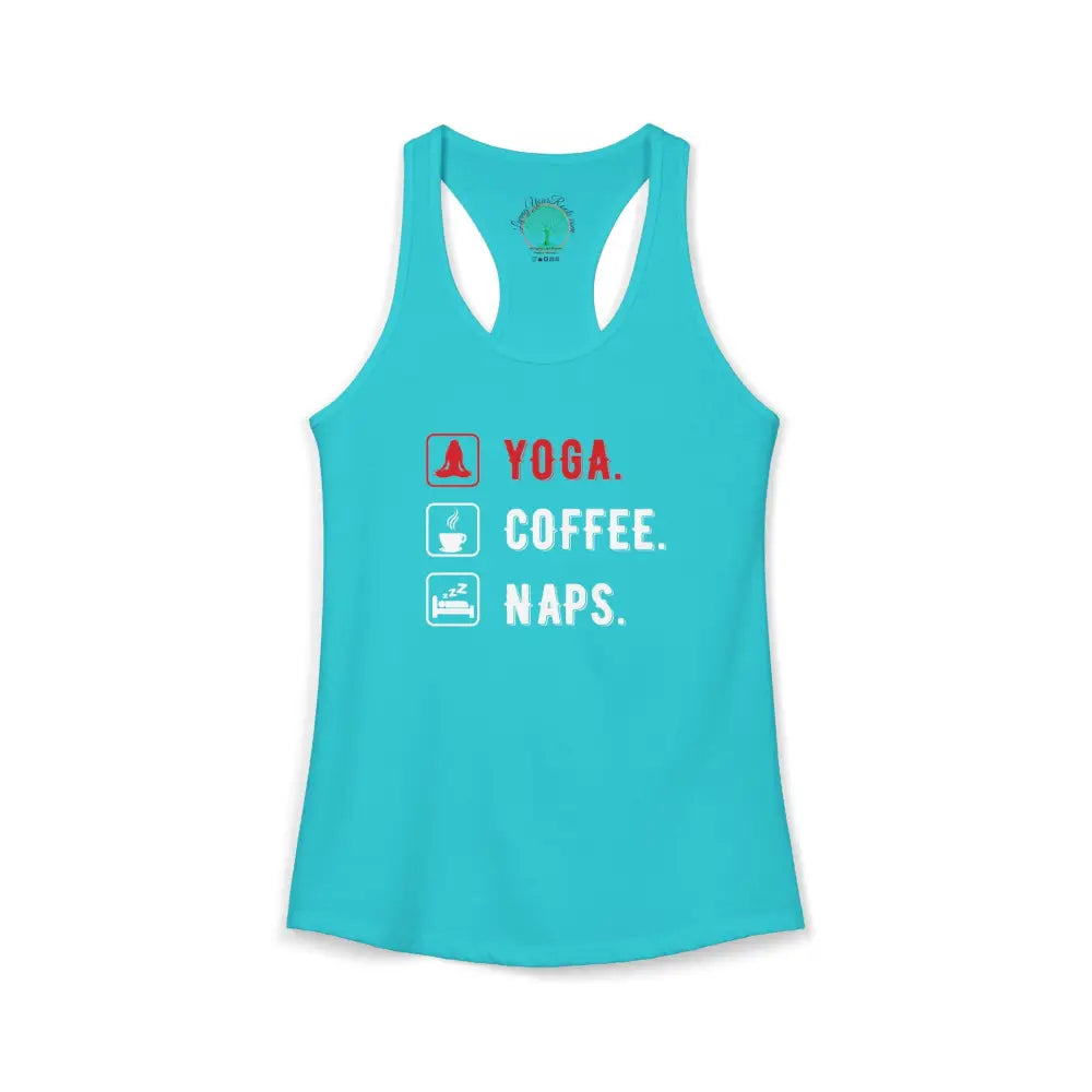 Yoga Coffee Naps Racerback Tank — Women’s Relaxed Lifestyle Tank Top - Tank Top
