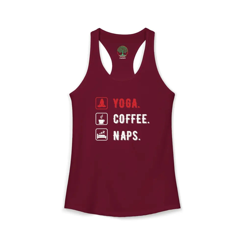 Yoga Coffee Naps Racerback Tank — Women’s Relaxed Lifestyle Tank Top - Tank Top